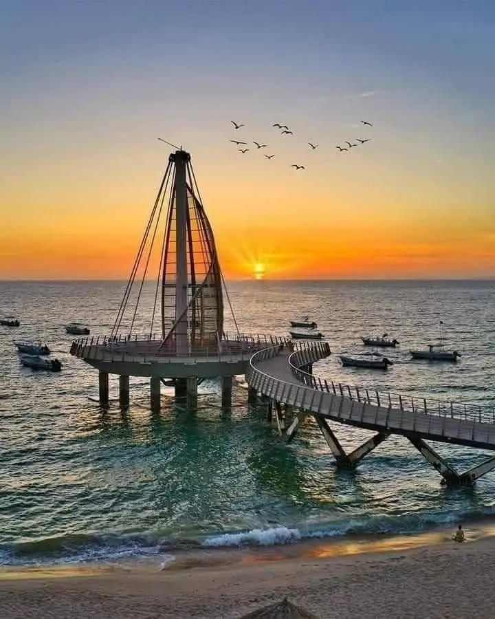 Los Muertos pier at sunset, Puerto Vallarta