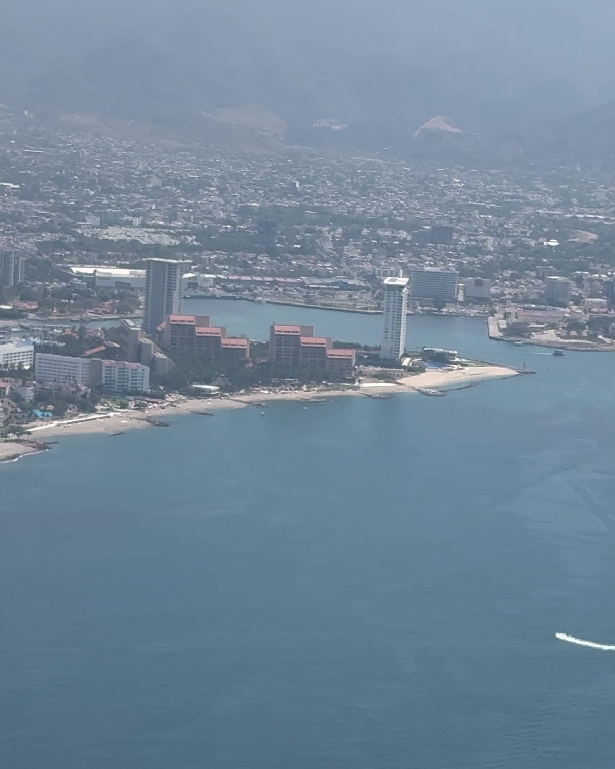 The entrance to Marina Vallarta and the Hotel Zone from the air