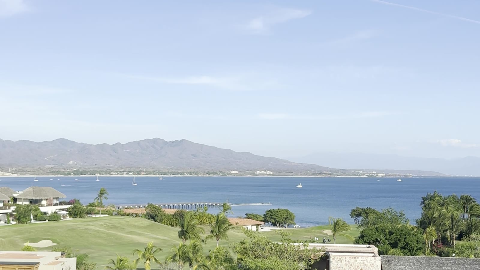 Looking across the Punta Mita golf course to Banderas Bay and the Sierra beyond